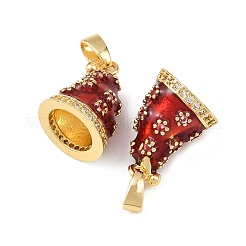 Christmas Brass Micro Pave Cubic Zirconia Enamel Pendants&nbsp;KK-B161-15G-04