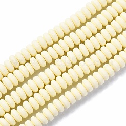 手作り樹脂粘土ビーズ連売り  ジュエリー工芸用品のDIY用  フラットラウンド  ベージュ  6~7x3mm  穴：1.5mm  約113~116個/連  15.55インチ〜16.14インチ（39.5~41cm）&nbsp;CLAY-N008-008K