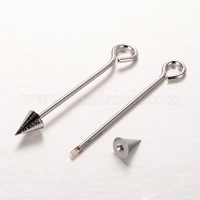 真鍮製スプリットアイピン  矢印  プラチナ  52~62x6mm  穴：2.7~4mm  ピン：1.4~1.5mm&nbsp;KK-O089-08P-1