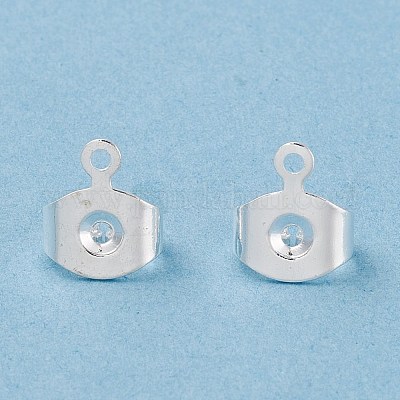 真鍮ピアスキャッチ  ピアスバックキャッチ  カン付き  長持ちメッキ  925銀メッキ  8.3x7x3.7mm  穴：0.8mm&nbsp;KK-P001-75S-1
