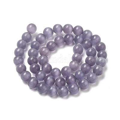 キャッツアイビーズ  ラウンド  アザミ  8mm  穴：1mm  約48~50個/連  14~14.5インチ&nbsp;CER8mm51-1