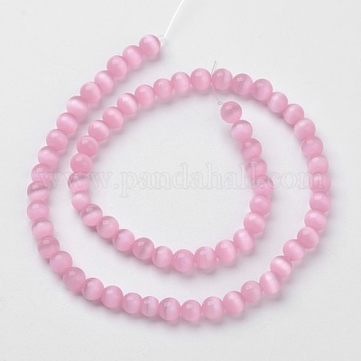 キャッツアイビーズ  ラウンド  ピンク  8mm  穴：1mm  約14~14.5インチ/連  約48~50個/連&nbsp;CER8mm20-1