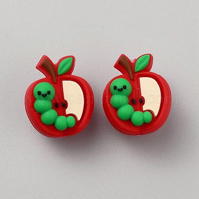 シリコンビーズ  レッド  りんご  22.5x18.5x17mm  穴：2mm&nbsp;SIL-CJC0003-08D-1
