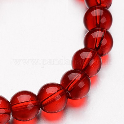 ガラスラウンドビーズ連売り  レッド  4mm  穴：1mm  約75~80個/連  11インチ&nbsp;GLAA-I028-4mm-06-1