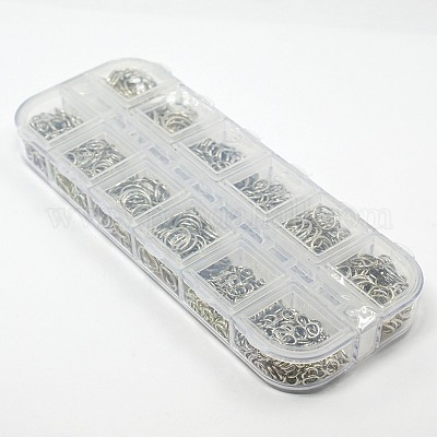 真鍮製オープン丸カン1箱  ラウンド  混成  4mm / 5mm / 6mm / 7mm / 8mm / 10mm  プラチナ&nbsp;KK-X0059-P-NF-B-1