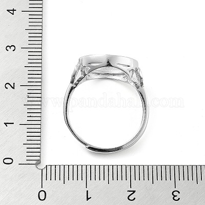 Flat Round Adjustable 925 Sterling Silver Ring Components&nbsp;STER-G042-07P-1