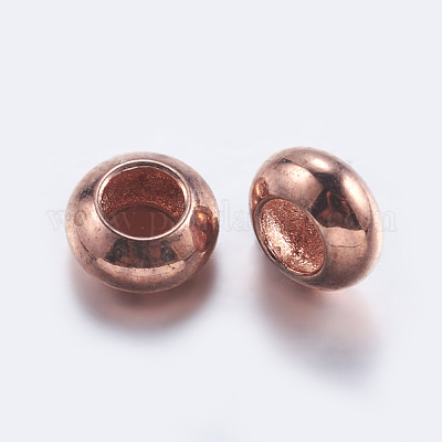 真鍮ビーズ  ロンデル  ローズゴールド  6x3.6mm  穴：3mm&nbsp;KK-K197-32RG-1