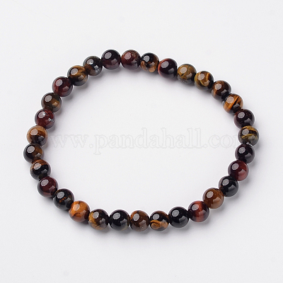 Natural Tiger Eye Round Bead Stretch Bracelets&nbsp;BJEW-L594-D08-1