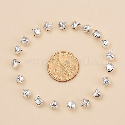 アイアン製ベルチャーム  銀色のメッキ  9.5x8x7mm  穴：1~2mm&nbsp;IFIN-Q112-01B-02-1