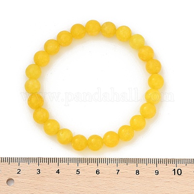 Natural Yellow Jade Bead Stretch Bracelets&nbsp;BJEW-K212-B-038-1