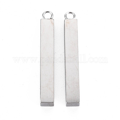 変色しない304ステンレススチールペンダント  長方形  ステンレス鋼色  35x5x5mm  穴：2mm&nbsp;STAS-N095-060-1