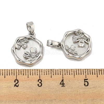 Brass Pave Shell Pendants&nbsp;KK-G490-37P-1