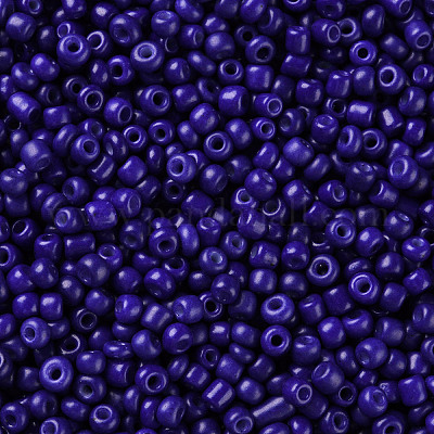 焼付塗装ガラスシードビーズ  ブルー  8/0  3mm  穴：1mm  約10000個/袋&nbsp;SEED-S002-K6-1