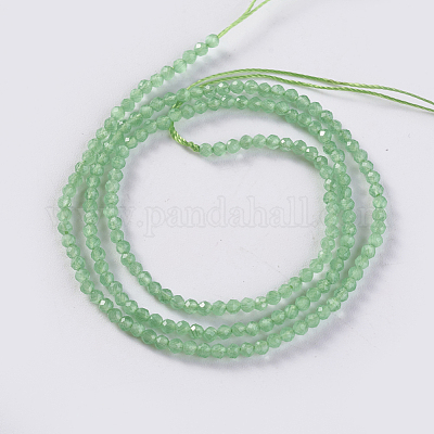 ガラスビーズ連売り  多面カット  ラウンド  ミディアムシーグリーン  2x2mm  穴：0.4mm  約183~187個/連  13.38
