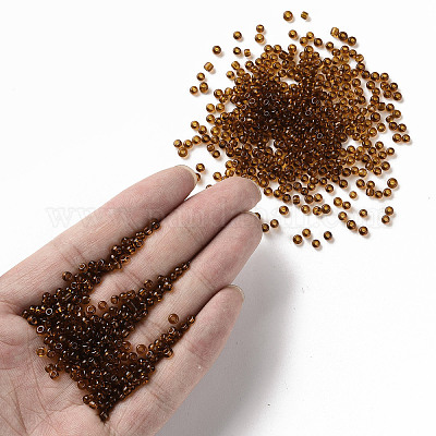 ガラスシードビーズ  トランスペアレント  ラウンド  ブラウン  8/0  3mm  穴：1mm  約666粒/30g&nbsp;X2-SEED-A004-3mm-13-1