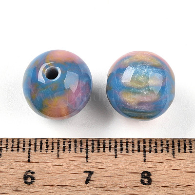樹脂ビーズ  ラウンド  ツートン  ディープスカイブルー  12mm  穴：2mm&nbsp;RESI-YW0004-28C-05-1