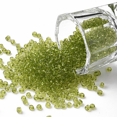 ガラスシードビーズ  トランスペアレント  ラウンド  緑黄  12/0  2mm  穴：1mm  約2000粒/30g&nbsp;X2-SEED-A004-2mm-4-1