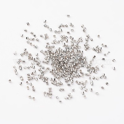 真鍮製つぶし玉カシメ玉  チューブ  プラチナ  1.5x1.5mm  穴：1mm&nbsp;KK-R077-1.5mm-P-1