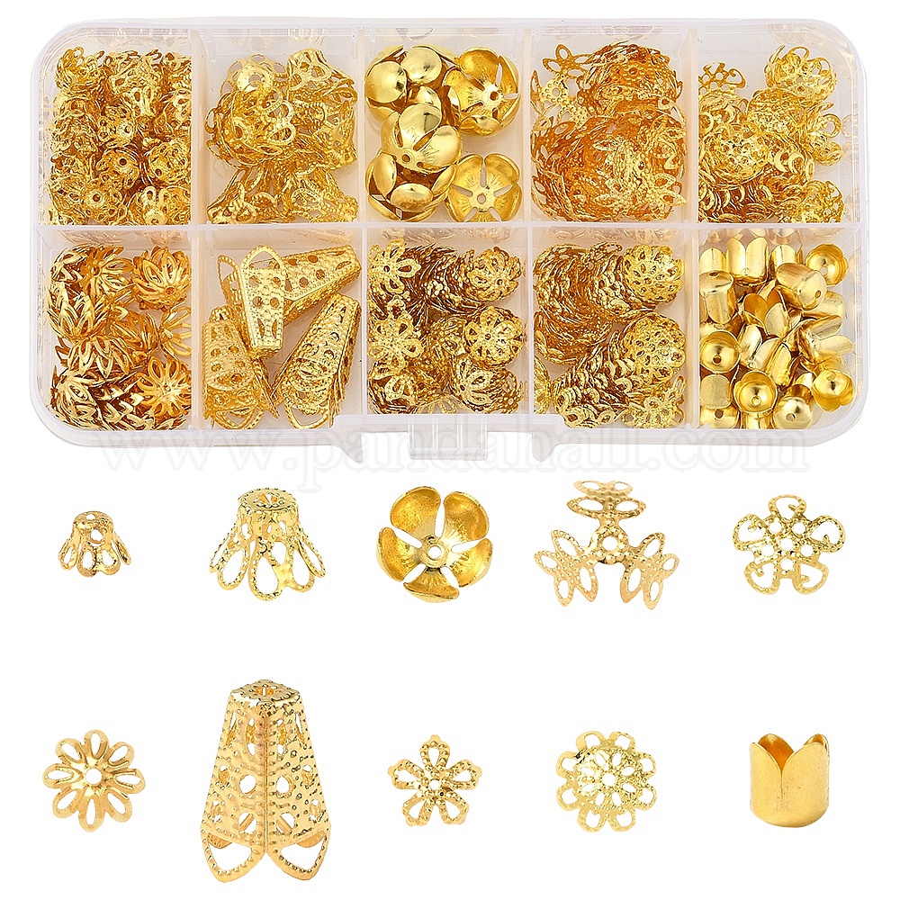 4 packs, Fibre Craft, Filigree Bell Caps, 14mm 10mm, Gold Silver