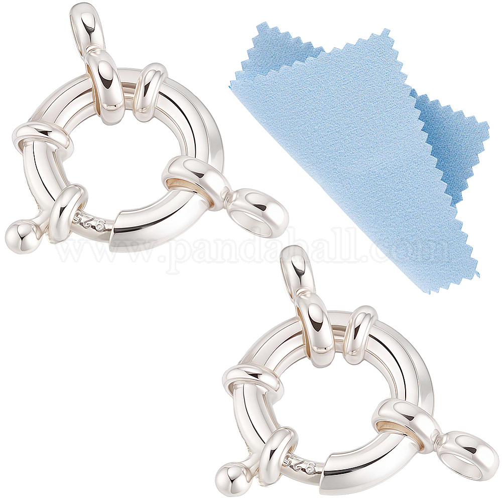 Long Spring Ring Wholesale 2Pcs 925 Sterling Silver Large Spring Rings Clasps ...
