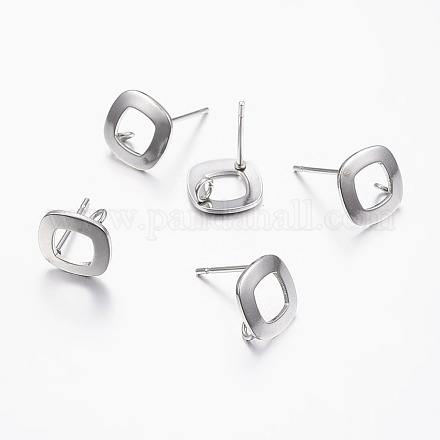 Non-Tarnish 304 Stainless Steel Stud Earring Findings STAS-I071-15P-1