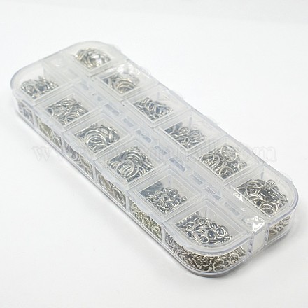 真鍮製オープン丸カン1箱  ラウンド  混成  4mm / 5mm / 6mm / 7mm / 8mm / 10mm  プラチナ&nbsp;KK-X0059-P-NF-B-1