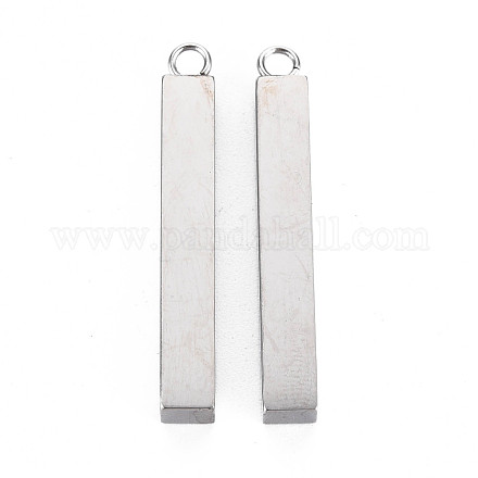 変色しない304ステンレススチールペンダント  長方形  ステンレス鋼色  35x5x5mm  穴：2mm&nbsp;STAS-N095-060-1