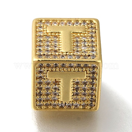 Brass Cubic Zirconia Beads KK-Q818-01T-G-1