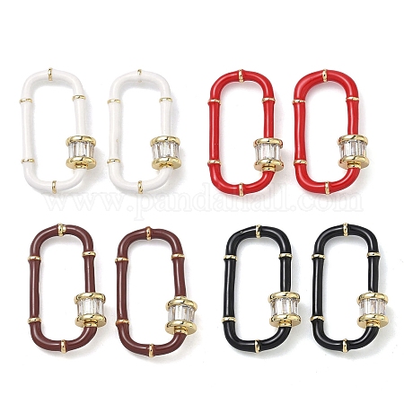 Wholesale Oval Brass Micro Pave Clear Cubic Zirconia Locking