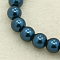 Glass Pearl Beads Strands, Pearlized, Round, Steel Blue, Size: about 3~4mm in diameter, hole: 1mm, about 220~230pcs/str