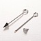 Brass Split Eye Pin, Arrow, Platinum, 52~62x6mm, Hole: 2.7~4mm, Pin: 1.4~1.5mm