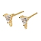 925 Sterling Silver Ear Stud Findings, with Cubic Zirconia, Triangle, 7x5.5mm, Hole: 1mm, Pin: 13x0.9mm