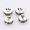 Brass Grade A Rhinestone Spacer Beads, Cadmium Free & Lead Free, Straight Flange, Rondelle, Silver, Black Diamond, 6mm, Hole: 1mm