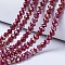 Electroplate Glass Beads Strands, Opaque Solid Color, AB Color Plated, Faceted, Rondelle, Brown, 3.5~3.8x3mm, Hole: 0.4mm, about 105~110pcs/strand, 29~31cm