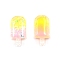 Transparent Resin Cabochons, with Glitter Powder, Ice Cream, Yellow, 33x16x7.5mm
