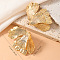 Alloy Stud Earrings, Golden, Flower, 55x40mm