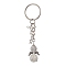 Alloy with Glass Seed Beads Keychain, Angle, White, 8.7cm