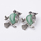 Natural Green Aventurine Pendants, with Alloy Finding, Owl, Antique Silver, 46.5x35.5x11.5mm, Hole: 6x8.5mm