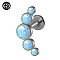 G23 Titanium Threadless Labrets, with Imitation Opal, Stainless Steel Color, Horn, 8mm, Pin: 1.2mm