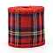 Polyester Imitation Linen Ribbon, Linen Wired Edge Ribbon, Tartan Pattern, for DIY Crafts, Christmas, Wedding, Home Decoration, FireBrick, 2-3/8 inch(60mm), 5m/roll(5.5 yards/roll)