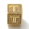 Brass Cubic Zirconia Beads, Cadmium Free & Nickel Free & Lead Free, Letter T, Square, Letter T, 9.5x9.5x9.5mm, Hole: 6mm