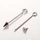 真鍮製スプリットアイピン  矢印  プラチナ  52~62x6mm  穴：2.7~4mm  ピン：1.4~1.5mm&nbsp;KK-O089-08P-1