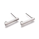 変色しない304ステンレス製イヤリング部品  カン付き  長方形  ステンレス鋼色  15.5x2x2mm  穴：1.5mm  ピン：0.8mm&nbsp;STAS-M274-012C-P-2