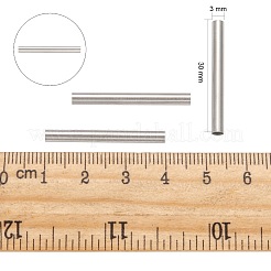 変色しにくい304ステンレススチールチューブビーズ  ステンレス鋼色  30x3mm  穴：2.7mm&nbsp;STAS-G071-35P
