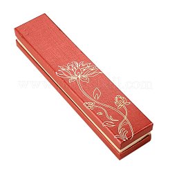 ギフト包装用の長方形状の厚紙ネックレスボックス  スポンジで  花蓮のデザイン  レッド  224x49x36mm&nbsp;X-CBOX-A004-01