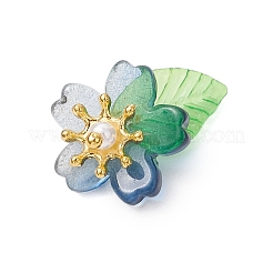 葉のアクリルチャーム付きフラワーガラス  混合色  ゴールドカラー  11.5x15x14.5mm  穴：1.8mm  8個/セット&nbsp;HJEW-JM02572-02