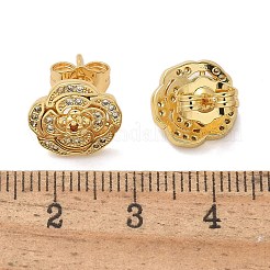 真鍮マイクロペーブクリアキュービックジルコニアスタッドピアス  長持ちメッキ  18KGP本金メッキ  花  11x11.5mm&nbsp;EJEW-D305-19G