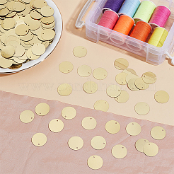 100g PVCプラスチックスパンコール/スパンコールペンダント  フレークパイレット  フラットラウンド  ゴールド  19.5x0.3mm  穴：1.4mm&nbsp;FIND-GO0003-43