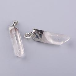 Electroplate Natural Quartz Pendants&nbsp;G-Q481-73P