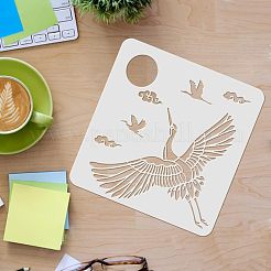 プラスチック再利用可能な描画絵画ステンシル テンプレート  スクラップブック、布地、タイル、床、家具、木材の塗装用  正方形  鳥の模様  300x300mm&nbsp;DIY-WH0172-349
